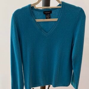 Lord & Taylor Teal V-Neck Sweater